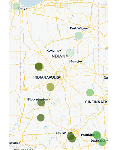 map of Indiana where conulariids are found